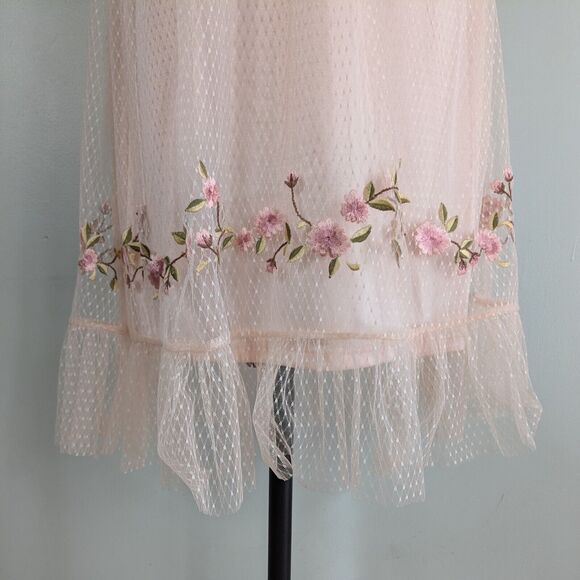 Vintage Sue Wong Mini Dress 2 Pink Y2K Fairy Nymph Floral Babydoll Lace Bead - Picture 4 of 14